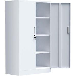 Dossierkast opbergkast metaal afsluitbare deuren 136 x 80 x 40 cm (wit)