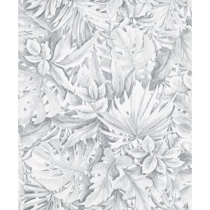 Botanica - Jungle Behang - Bladeren - Vliesbehang - Wallpaper - Wit - 0,53 x 10,05 M.