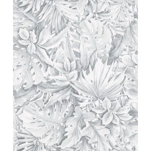 Botanica - Jungle Behang - Bladeren - Vliesbehang - Wallpaper - Wit - 0,53 x 10,05 M.