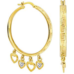 Juwelier Zwartevalk - 14 karaat gouden bedel oorbellen met zirkonia 12.055/35mm--