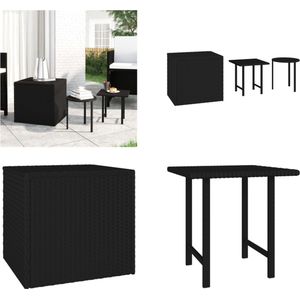 vidaXL-Bijzettafels-3-st-poly-rattan-zwart - Bijzettafel - Bijzettafels - Salontafel - Tafel