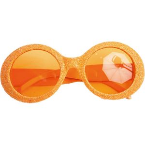 Faram Party - Dames party bril - Oranje met glitters - Seventies/disco