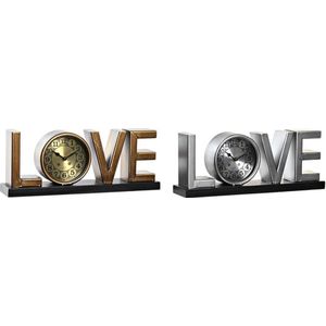 Bordsklocka DKD Home Decor Love Koper Ziverachtig Ijzer (39 x 8 x 15 cm) (2 Stuks)