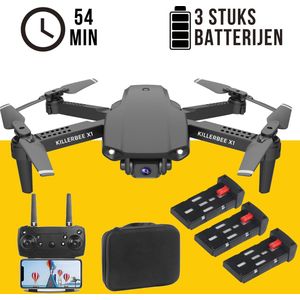 Killerbee X1 Drone - Quad Drone met camera voor buiten en binnen - Drone voor kinderen en volwassenen -Utra fly more combo met 54 minuten vliegtijd - inclusief gratis cursus - inclusief opbergtas en 3 accu's.