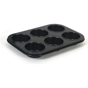 Set van 2x stuks muffin bakvorm/bakblik rechthoek 27 x 19 x 3 cm zwart voor 12 stuks - Springvormen