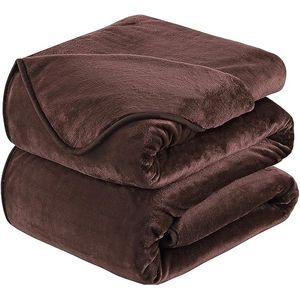 Plaid Dikke Fleece Deken 220x240 cm Chocolade kleur Zacht en Warm Dubbele Beddeken en Flanellen Sofa Throw Dubbelzijdig Omkeerbaar
