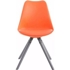 In And OutdoorMatch Bezoekersstoel Garnett - Eetkamerstoel - Oranje kunstleer - Grijze Poten - Set van 1 - Zithoogte 48 cm - Deluxe
