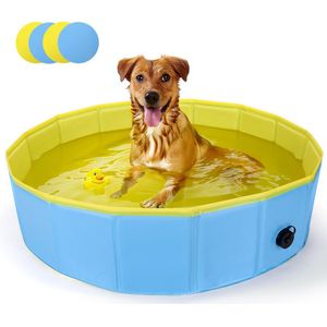 Nobleza R4C - Zwembad Hond - Ø120x30cm - opvouwbaar Dierenzwembad - Honden Speelgoed - Verkoeling Voor Huisdieren - Blauw/Geel