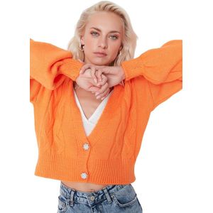 Trendyol Oranje Cropped Vest Met Zachte Textuur Twoaw23Hi00272