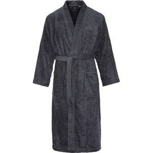 Kimono badstof katoen – lang model – unisex – badjas dames – badjas heren – sauna – donkergrijs  – S/M
