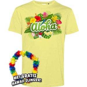 T-shirt Aloha | Toppers in Concert 2024 | Club Tropicana | Hawaii Shirt | Ibiza Kleding | Lichtgeel | maat XS