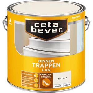 CetaBever Binnen Trappen Lak - Zijdeglans - Krasvast - RAL 9010 - 2,5 liter