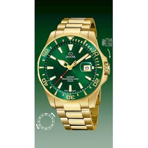 Jaguar Executive Diver Horloge - Jaguar heren horloge - Groen - diameter 43.5 mm - goud gecoat roestvrij staal