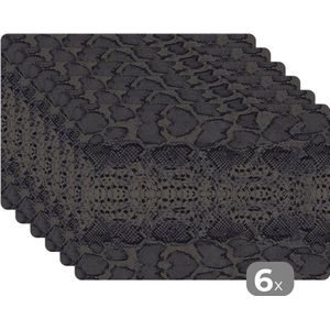 Placemat - Placemats kunststof - 45x30 cm - Inductie beschermer - Leer - Structuur - Dierenhuid - 6 stuks - Borden onderleggers antislip - Tafel decoratie - Luxe tafelversiering - Tafelmat vinyl - Bord onderlegger - Tafeldecoratie accessoires