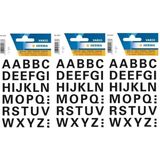 96x Letter stickers zwart 15 mm - Stickervel met alfabet letters zwart 96 stuks - Alfabet plakstickers 15mm
