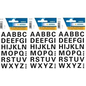 96x Letter stickers zwart 15 mm - Stickervel met alfabet letters zwart 96 stuks - Alfabet plakstickers 15mm