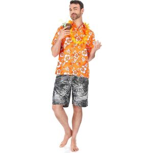 Hawaïaanse oranje blouse voor mannen - Verkleedkleding - M/L