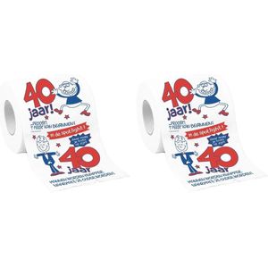 Set van 2x stuks rollen toiletpapier 40 jaar man - 40e verjaardag - verjaardagscadeau feestartikelen/decoratie/versiering