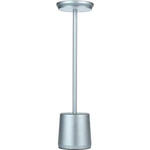 Luxus Draadloze Tafellamp Oplaadbaar - Alexia - Zilver - 34cm - Nachtlamp - Tafellamp slaapkamer - Bureaulamp - LED - Touch - Dimbaar - Draadloos - Op batterijen - Tafellamp voor binnen en buiten