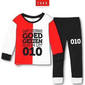 Tukk jammies Rotterdam rood/wit pyjama mt.140