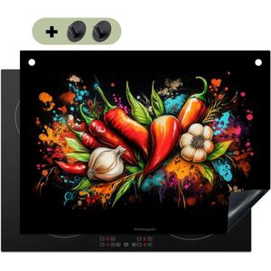 KitchenYeah® Inductie beschermer 71x52.5 cm - Graffiti - Groente - Verf - Kleurrijk - Kookplaataccessoires - Afdekplaat voor kookplaat & Spatscherm achterwand - Inductiebeschermer - Inductiemat - Inductieplaat mat - Keuken decoratie