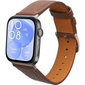 kwmobile lederen horlogebandje geschikt voor Huawei Watch Fit 3 / Fit 4 polsband - Echt leren smartwatch bandje - Activity tracker horloge band in bruin