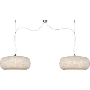 GOOD&MOJO Hanglamp Palawan - Bamboe Wit - 180x60x25cm - 2L - Scandinavisch,Bohemian - Hanglampen Eetkamer, Slaapkamer, Woonkamer