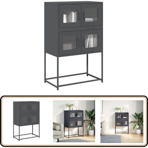 vidaXL Hoge Kast - Staal - Antraciet - 68x39x107 cm Hoge Kast - Opslagruimte - Metalen Kast - Industriële Kast - Antraciet Kast