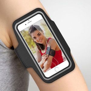 Zwart Universele Spatwaterdichte Sportarmband voor Apple iPhone 7 Plus / 7+ - Hardloop 5.5 inch Sport Armband Met Sleutelhouder (Apple iPhone, Samsung, Huawei, LG, HTC, Huawei) - Waterproof / Waterdichte Case / Hoesje