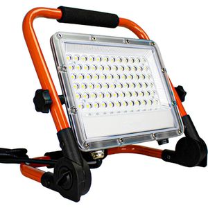 LED Bouwlamp - Floodlight op Frame | 50 Watt | Zwart / Oranje
