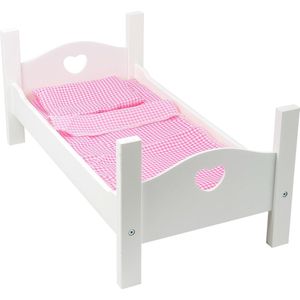 Small Foot Houten Poppenbed Met Beddengoed 50 Cm Wit/roze