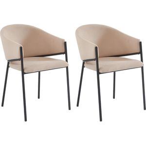 PASCAL MORABITO Set van 2 stoelen met stoffen en metalen armleuningen - Beige - ORDIDA - van Pascal Morabito L 53 cm x H 80 cm x D 61 cm