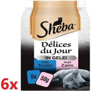 Sheba - Delices Du Jour Vis In Gelei - Kattenvoer - 6 verpakkingen van 6x50g