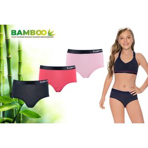 Bamboo - Ondergoed Meisjes - Hipster - Bamboe - 3 Stuks - Roze Navy - 158-164 - Onderbroeken Meisjes - Boxershort Meisjes - Ondergoed Kinderen