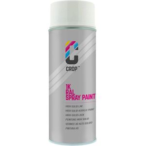 CROP Spuitbus RAL 9016 Verkeerswit - Zijdeglans - 400ml - Spuitbus verf Wit - 100% kleurecht - Sneldrogend - Binnen & Buiten - RAL9016