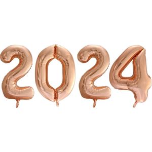 Folieballon 2024 rosé goud 41cm | Oud & Nieuw Versiering | Nieuwjaar ballonnen