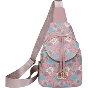 ouden hardware |schoudertas dames | boho-chique stijl | slingbag | borsttas met brede verstelbare band |festival tasje| vakantie, dagelijks gebruik lila/roze/blauw