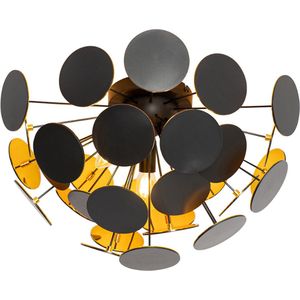 QAZQA cerchio - Design Plafondlamp - 3 lichts - Ø 35 cm - Zwart Goud - Woonkamer | Slaapkamer | Keuken