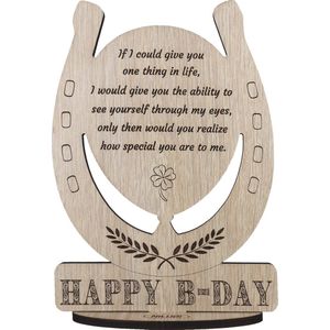 Ballon BDAY verjaardagskaart - originele houten wenskaart - verjaardag - happy birthday - 17.5 x 25 cm