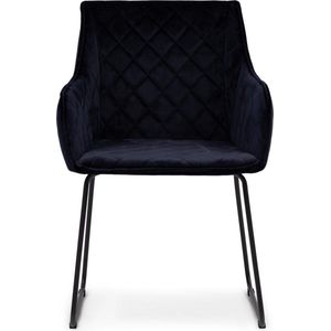 Riviera Maison Eetkamerstoel Met Armleuning - Isco Drive Dining Armchair - Velvet - Blauw