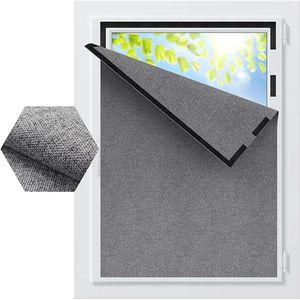 S&Dshopline® Verduisterend rolgordijn voor dakraam, linnenlook, materiaal-upgrade voor kreukvrij, verduisteringsrolgordijn, zonder boren, verduisteringsstof, per meter, verduisterend rolgordijn, binnen - B150 x H300 cm