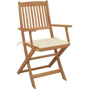 vidaXL Tuinstoelen 4 st inklapbaar - Met kussens Tuinstoel - Tuinset - Acacia Houten Meubels - Vouwstoel - Buitensteun