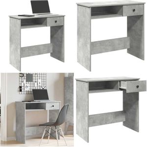 vidaXL Bureau 80x40x75 cm bewerkt hout betongrijs - Bureau - Bureaus - Schrijftafel - Buro