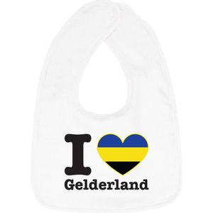 Hospitrix Baby Slabbetje met Tekst I Love Gelderland"" | 0-3 maanden | Wit | Cadeau voor Zwangerschap | Provincies Nederland | Gelderland