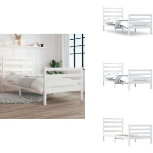 vidaXL Bedframe - Bedframes - Eenpersoonsbed - Bed - Bedframe massief grenenhout wit 100x200 cm