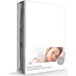 Boxspring - Waterbed - Percale Katoen Hoeslaken Extra Hoog Wit-140 x 200 cm