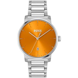 BOSS HB1514133 DEAN Heren Horloge - Mineraalglas - Staal - Zilverkleurig - 41 mm breed - Quartz - Vouw/Vlindersluiting - 5 ATM (douchen)