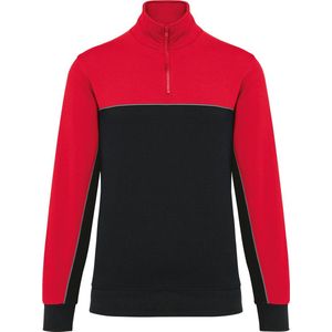 WK. Designed To Work Ecologische uniseks sweater met ritskraag WK404 - BLACK / RED - XS
