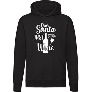 Just bring wine | Hoodie | kersttrui | grappig | kersttrui | Trui | Sweater | Unisex | Capuchon | Zwart