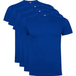 4 Pack Dogo Premium Unisex T-Shirt merk Roly 100% katoen Ronde hals Konings Blauw, Maat XXL